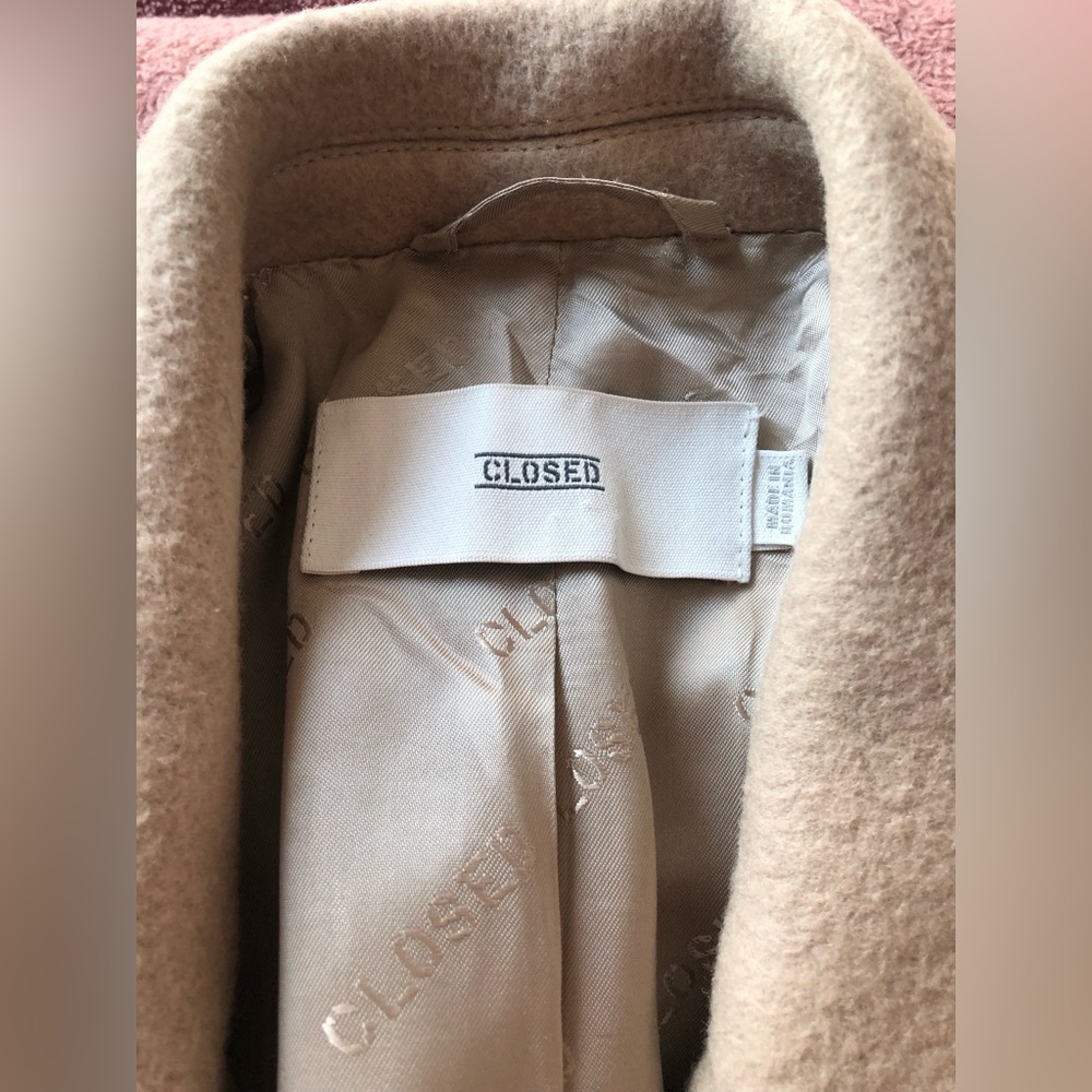 Cream Beige Wool Cashmere Double Breasted Coat by Closed XS - Picture 6 of 12
